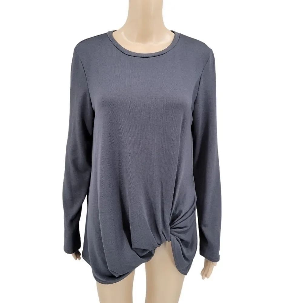 YOINS Yours Inspiration Women's Large  Gray Twist Hem Sweater